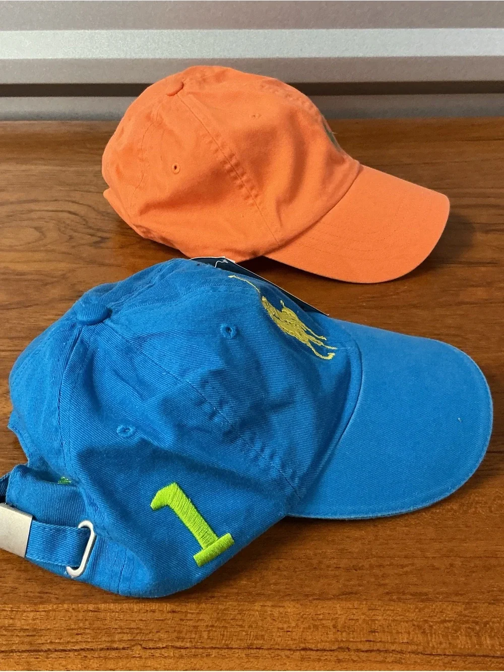 Ralph Lauren Fragrance Blue Big Pony Melon Cotton Strap Back Cap Lot Of 2